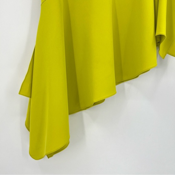 Milly Charlotte Italian Cady Asymmetrical Florescent Chartreuse Skirt Size 10 - Picture 5 of 10